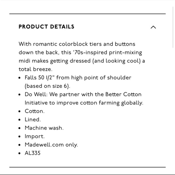 NWT Madewell Tiered Button-Back Midi Length Dress in Calico Floral - Picture 5 of 13